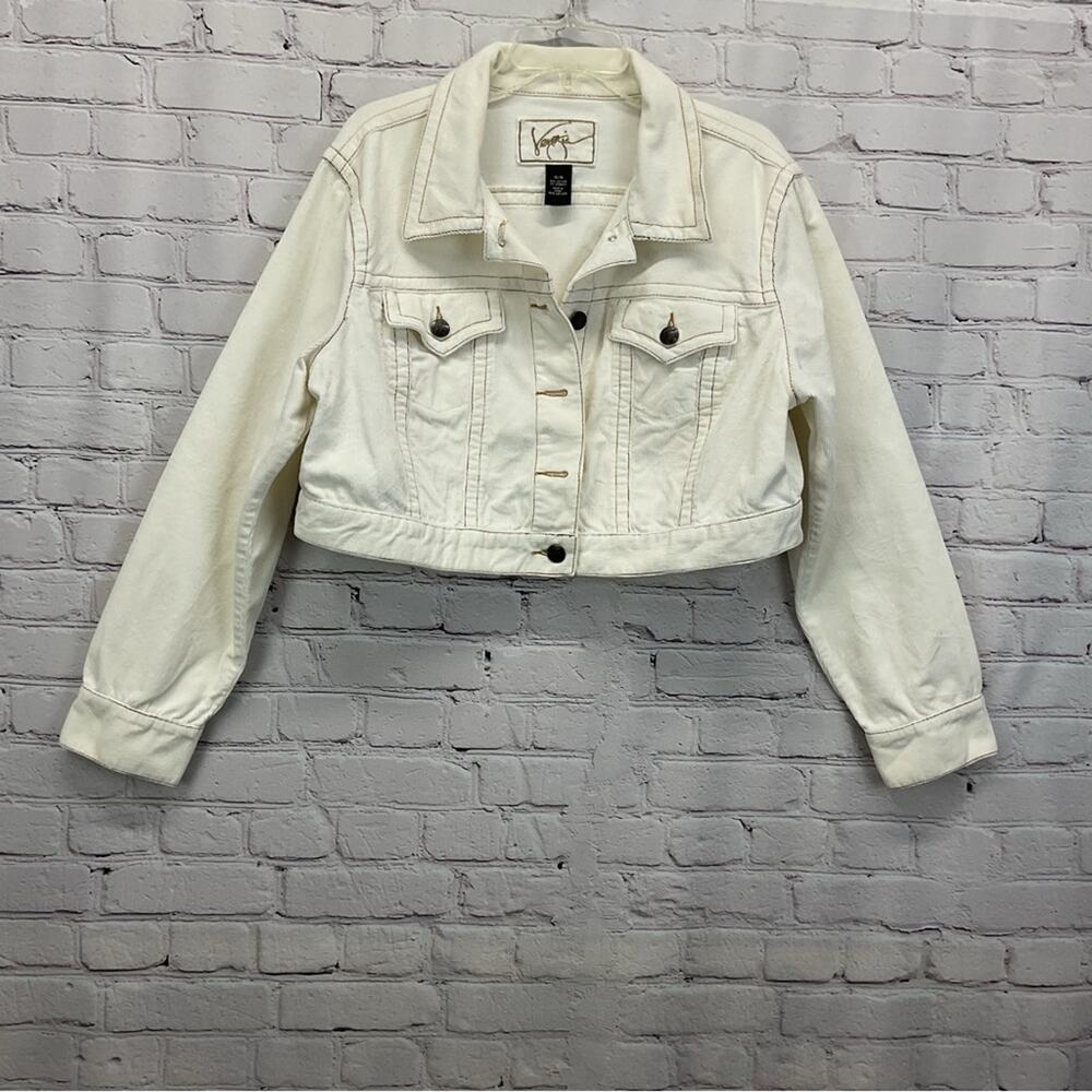 Venezia Cropped Jacket Womens Size 14/16 Cream Corduroy Button Up Cowgirl Casual